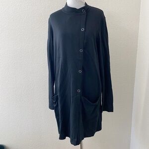 J Jill Knit Jacket Size Small Black Asymmetrical Snap Front Pima Cotton Blend